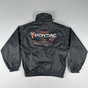 Vintage 90s Team Pontiac Windbreaker Jacket Men's Medium Black Racing